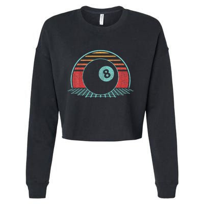 Pool Player Billiards Lover 8 Ball Retro Vintage 80s Style Cropped Pullover Crew