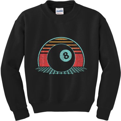 Pool Player Billiards Lover 8 Ball Retro Vintage 80s Style Kids Sweatshirt
