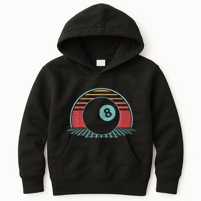 Pool Player Billiards Lover 8 Ball Retro Vintage 80s Style Kids Hoodie