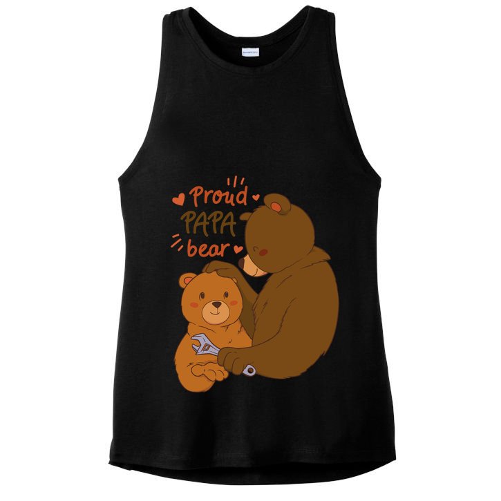 Proud Papa Bear Cute Gift Ladies PosiCharge Tri-Blend Wicking Tank