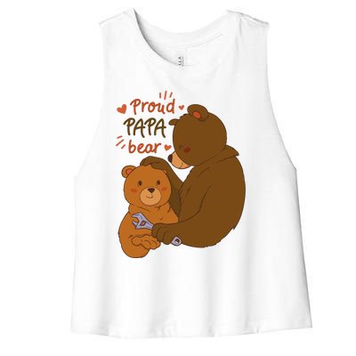 Proud Papa Bear Cute Gift Women's Racerback Cropped Tank