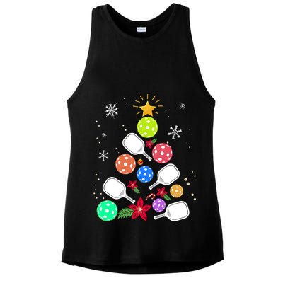 Pickleball Pickle Ball Christmas Tree Ladies PosiCharge Tri-Blend Wicking Tank