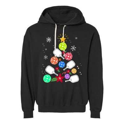 Pickleball Pickle Ball Christmas Tree Garment-Dyed Fleece Hoodie