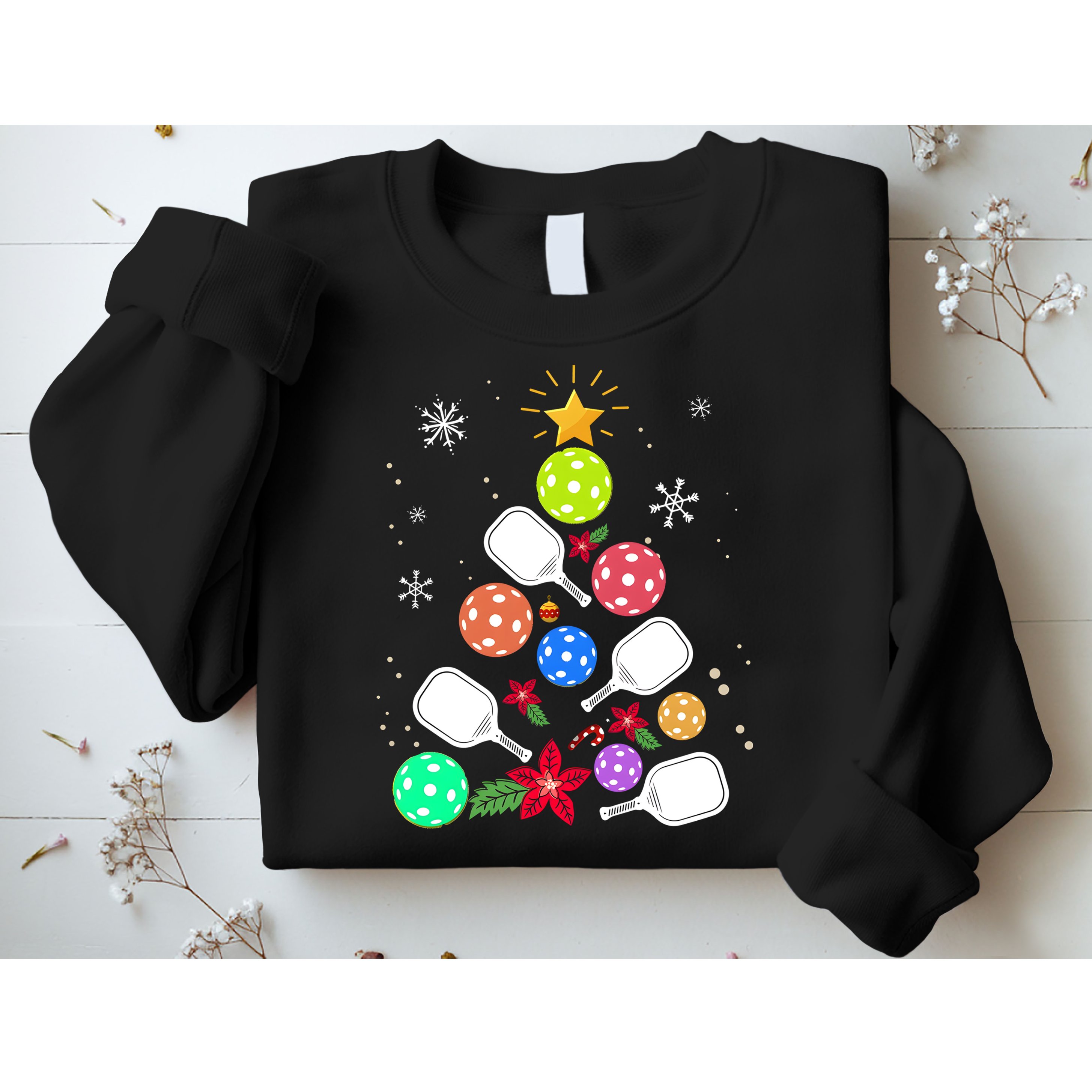 Pickleball Pickle Ball Christmas Tree Sweatshirt