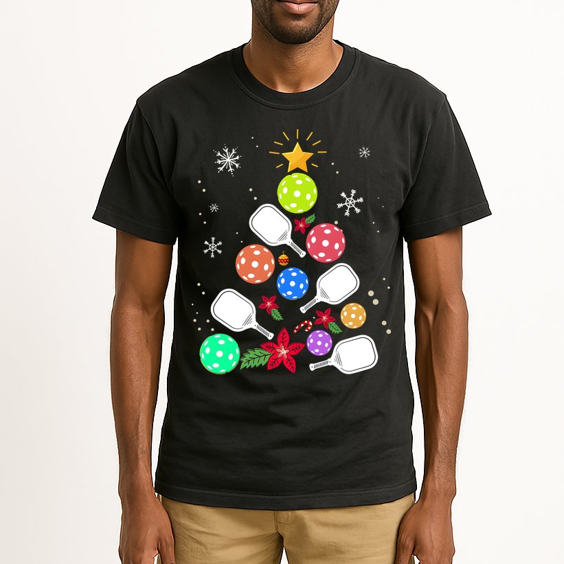 Pickleball Pickle Ball Christmas Tree Tall T-Shirt