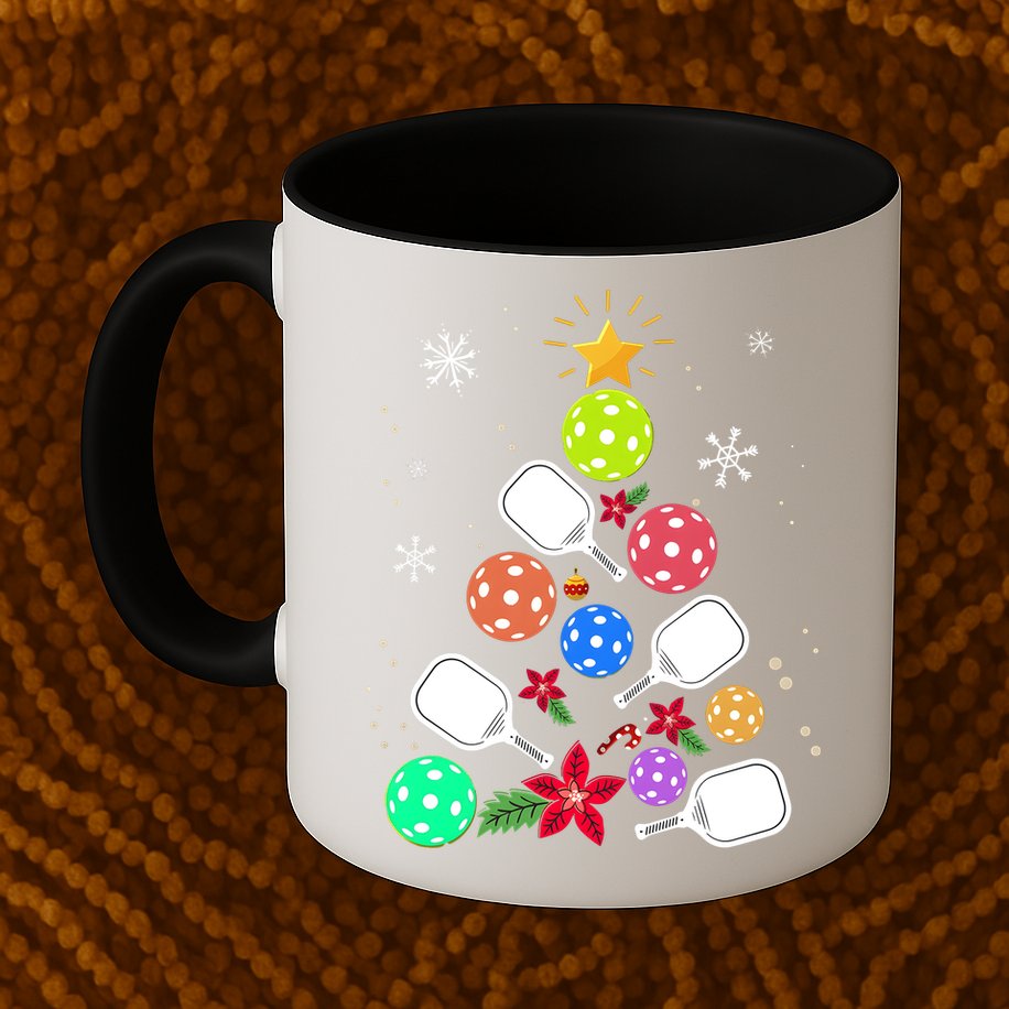 Pickleball Pickle Ball Christmas Tree Mug