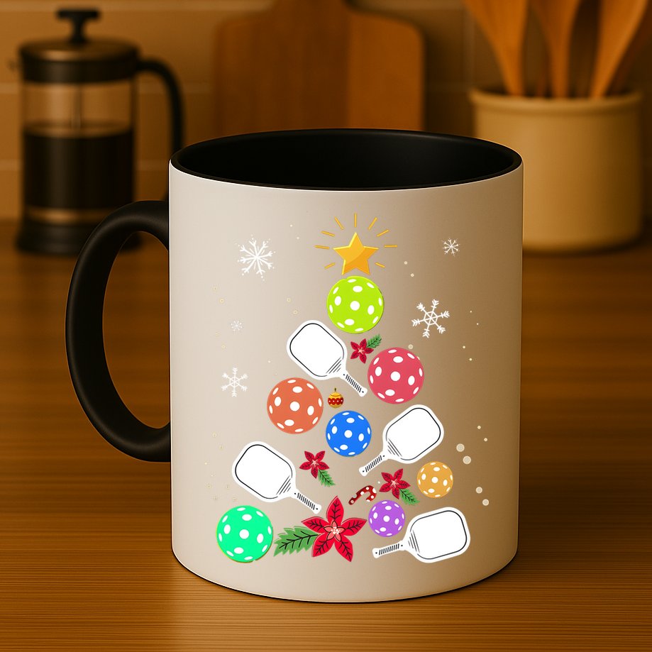 Pickleball Pickle Ball Christmas Tree Mug
