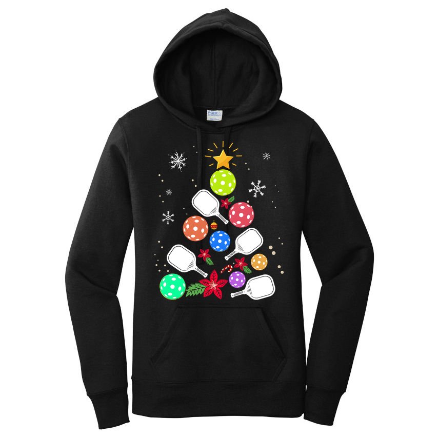 Pickleball Pickle Ball Christmas Tree Women's Pullover Hoodie