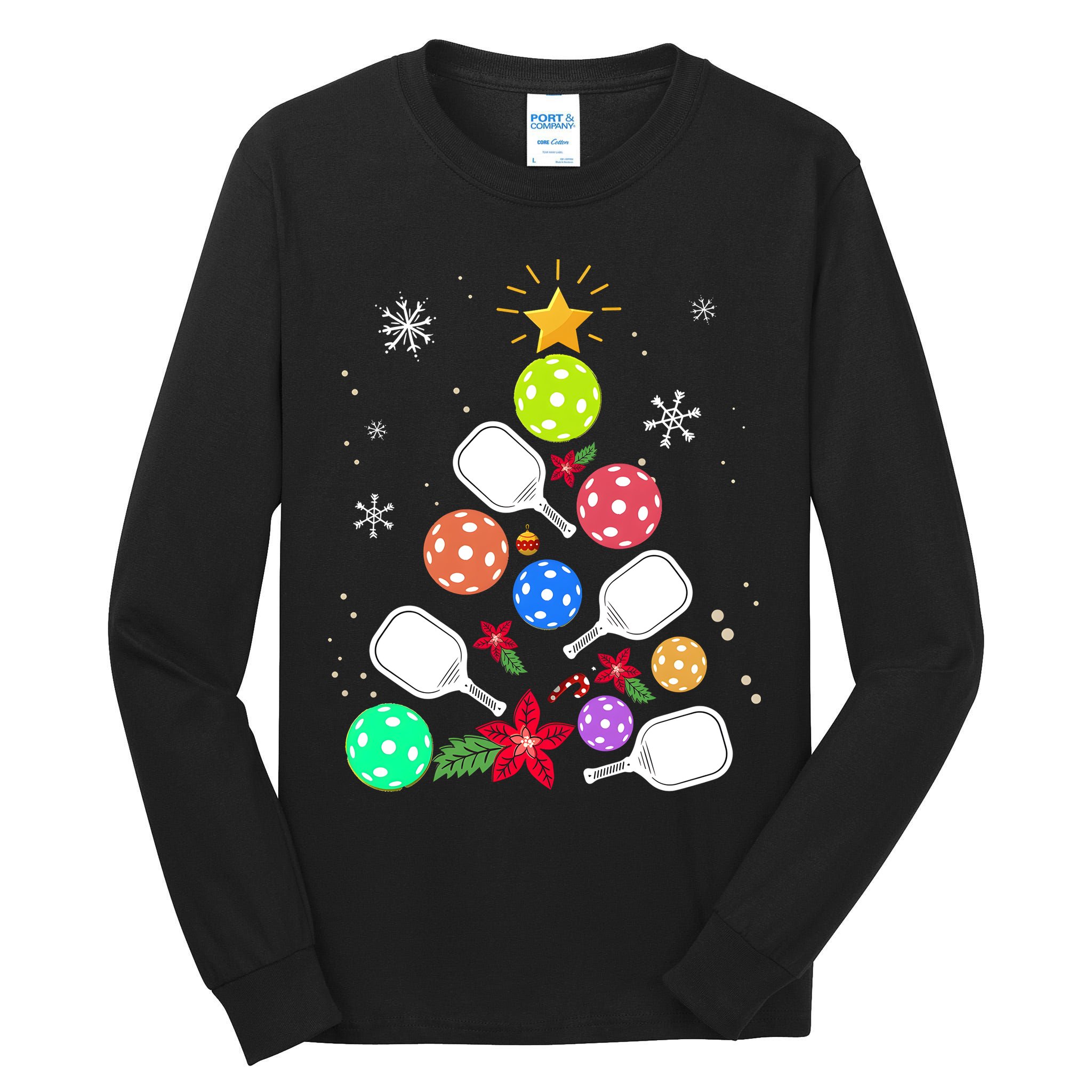 Pickleball Pickle Ball Christmas Tree Tall Long Sleeve T-Shirt