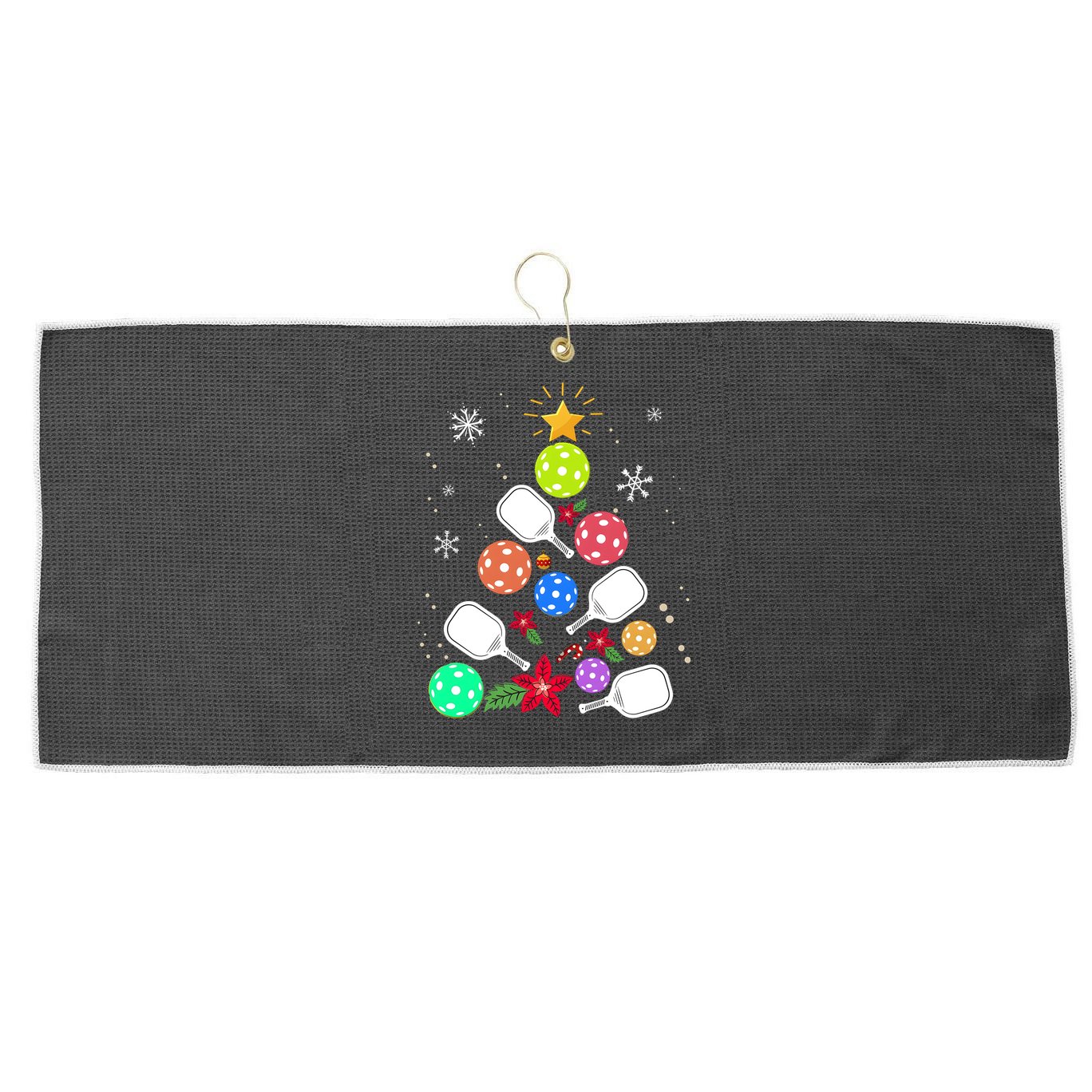 Pickleball Pickle Ball Christmas Tree Large Microfiber Waffle Golf Towel