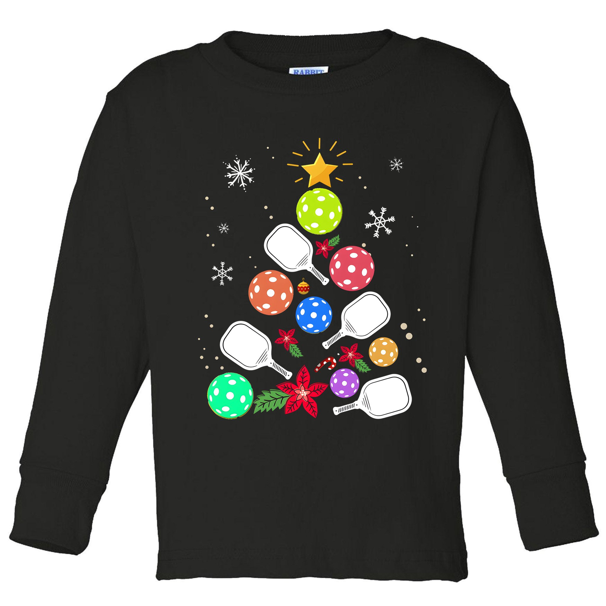 Pickleball Pickle Ball Christmas Tree Toddler Long Sleeve Shirt