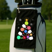 Pickleball Pickle Ball Christmas Tree Golf Towel