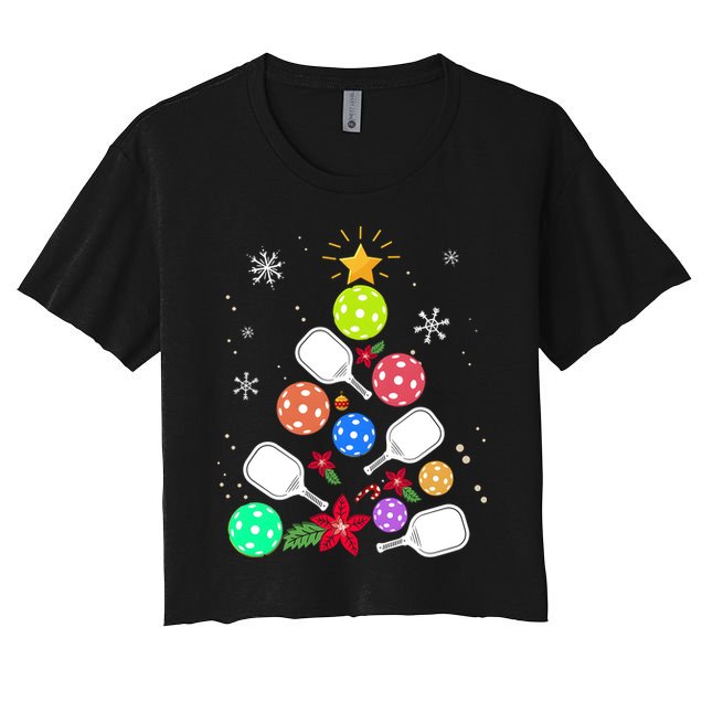 Pickleball Pickle Ball Christmas Tree Crop Top