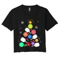 Pickleball Pickle Ball Christmas Tree Women's Crop Top Tee