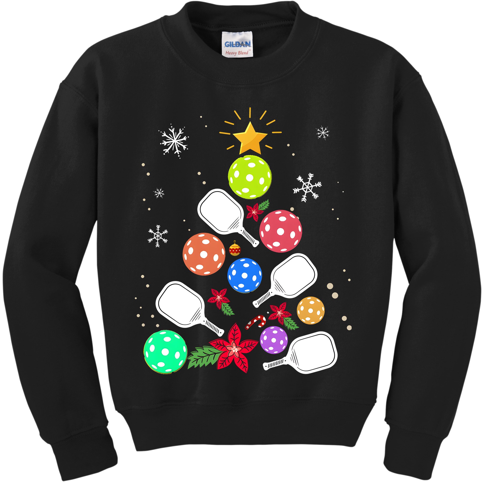 Pickleball Pickle Ball Christmas Tree Kids Sweatshirt