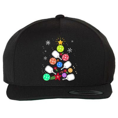 Pickleball Pickle Ball Christmas Tree Wool Snapback Cap