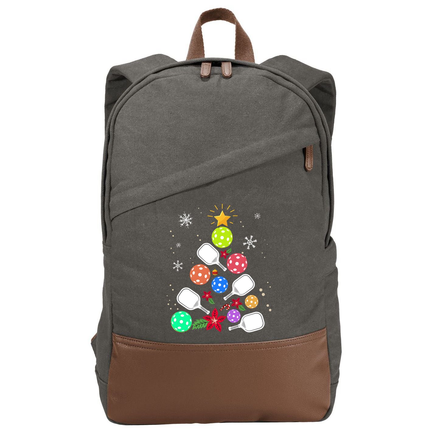 Pickleball Pickle Ball Christmas Tree Cotton Canvas Backpack