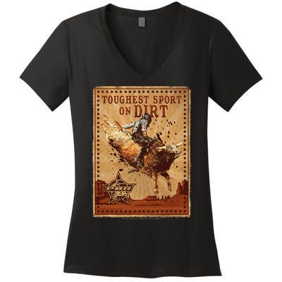 Pbr Professional Bull Riders Toughest Sport On Dirt Stamp Women's V-Neck T-Shirt