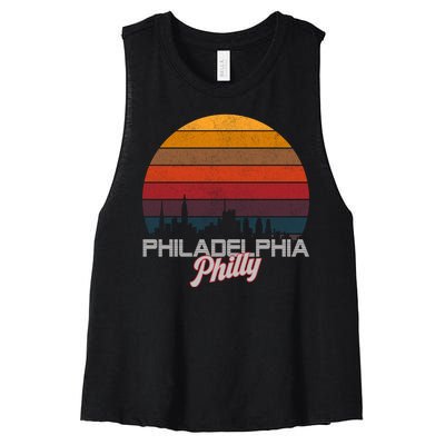 Philadelphia Philly Baseball Vintage Retro Women's Racerback Cropped Tank