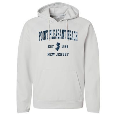 Point Pleasant Beach New Jersey Nj Vintage Sports Performance Fleece Hoodie