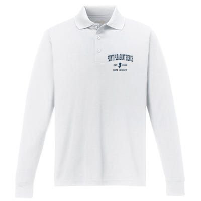 Point Pleasant Beach New Jersey Nj Vintage Sports Performance Long Sleeve Polo