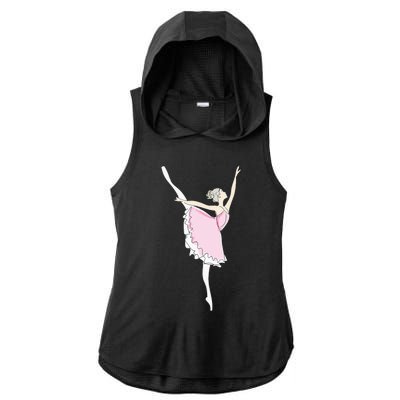 Pretty Pink Ballerina Cute Valentine Dancer Fun Pajama Ladies PosiCharge Tri-Blend Wicking Draft Hoodie Tank