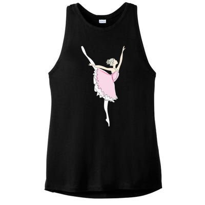 Pretty Pink Ballerina Cute Valentine Dancer Fun Pajama Ladies PosiCharge Tri-Blend Wicking Tank