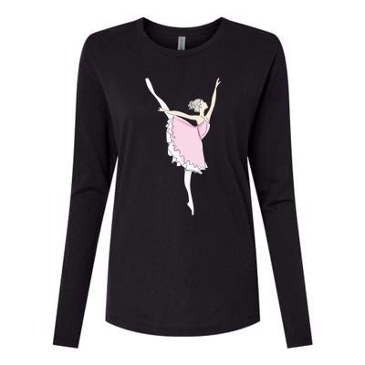 Pretty Pink Ballerina Cute Valentine Dancer Fun Pajama Womens Cotton Relaxed Long Sleeve T-Shirt