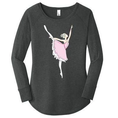 Pretty Pink Ballerina Cute Valentine Dancer Fun Pajama Women's Perfect Tri Tunic Long Sleeve Shirt