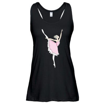 Pretty Pink Ballerina Cute Valentine Dancer Fun Pajama Ladies Essential Flowy Tank