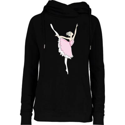 Pretty Pink Ballerina Cute Valentine Dancer Fun Pajama Womens Funnel Neck Pullover Hood