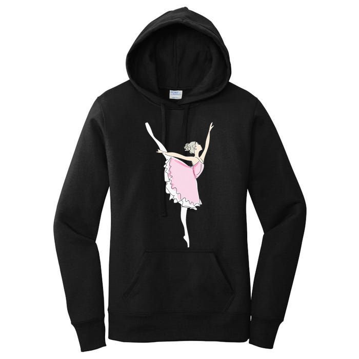 Pretty Pink Ballerina Cute Valentine Dancer Fun Pajama Women's Pullover Hoodie