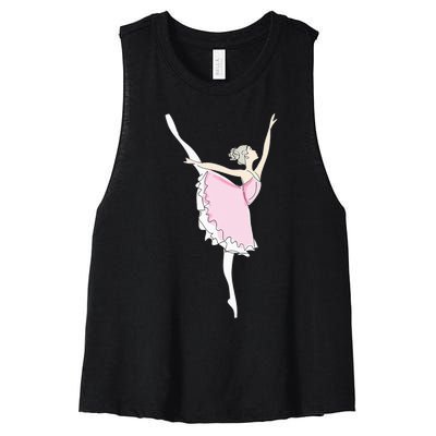 Pretty Pink Ballerina Cute Valentine Dancer Fun Pajama Women's Racerback Cropped Tank