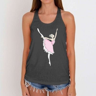 Pretty Pink Ballerina Cute Valentine Dancer Fun Pajama Women's Knotted Racerback Tank