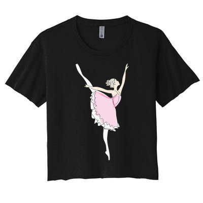 Pretty Pink Ballerina Cute Valentine Dancer Fun Pajama Women's Crop Top Tee