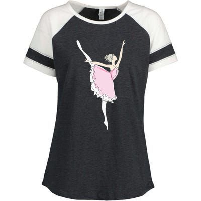 Pretty Pink Ballerina Cute Valentine Dancer Fun Pajama Enza Ladies Jersey Colorblock Tee