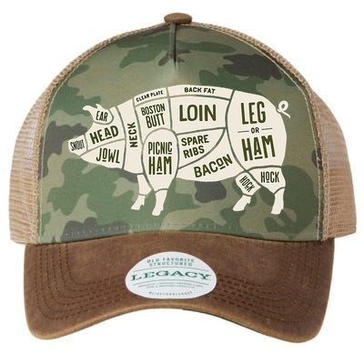 Pig & Pork Butcher Diagram Bacon Lover Legacy Tie Dye Trucker Hat