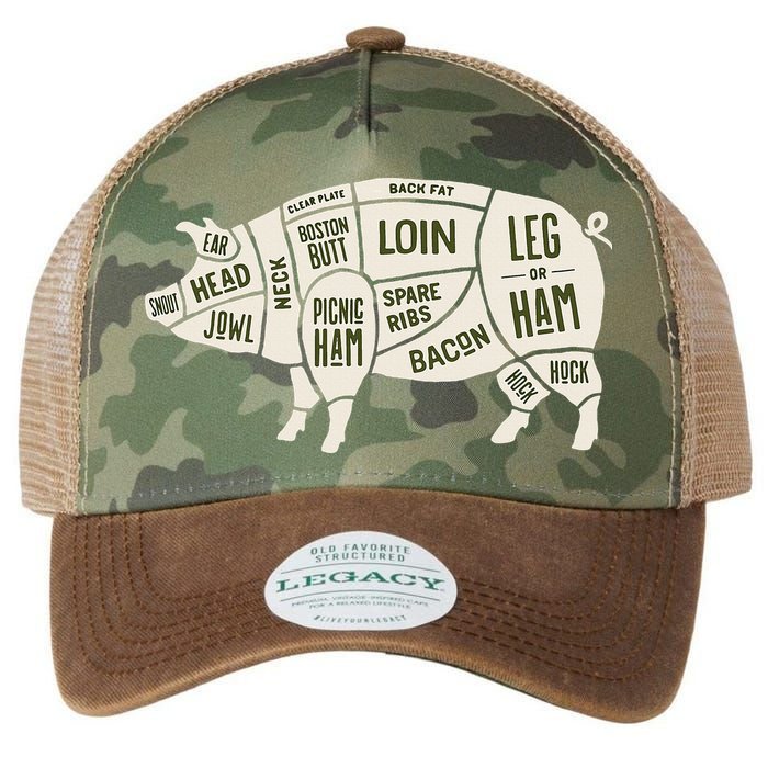 Pig & Pork Butcher Diagram Bacon Lover Legacy Tie Dye Trucker Hat