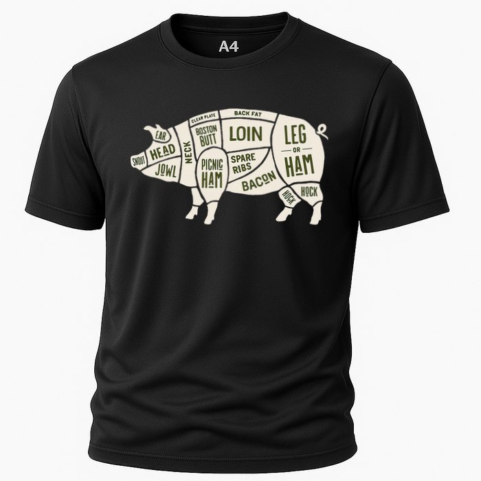 Pig & Pork Butcher Diagram Bacon Lover Performance Shirt