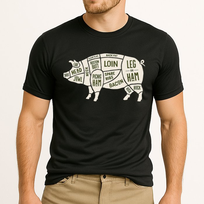 Pig & Pork Butcher Diagram Bacon Lover Performance Shirt