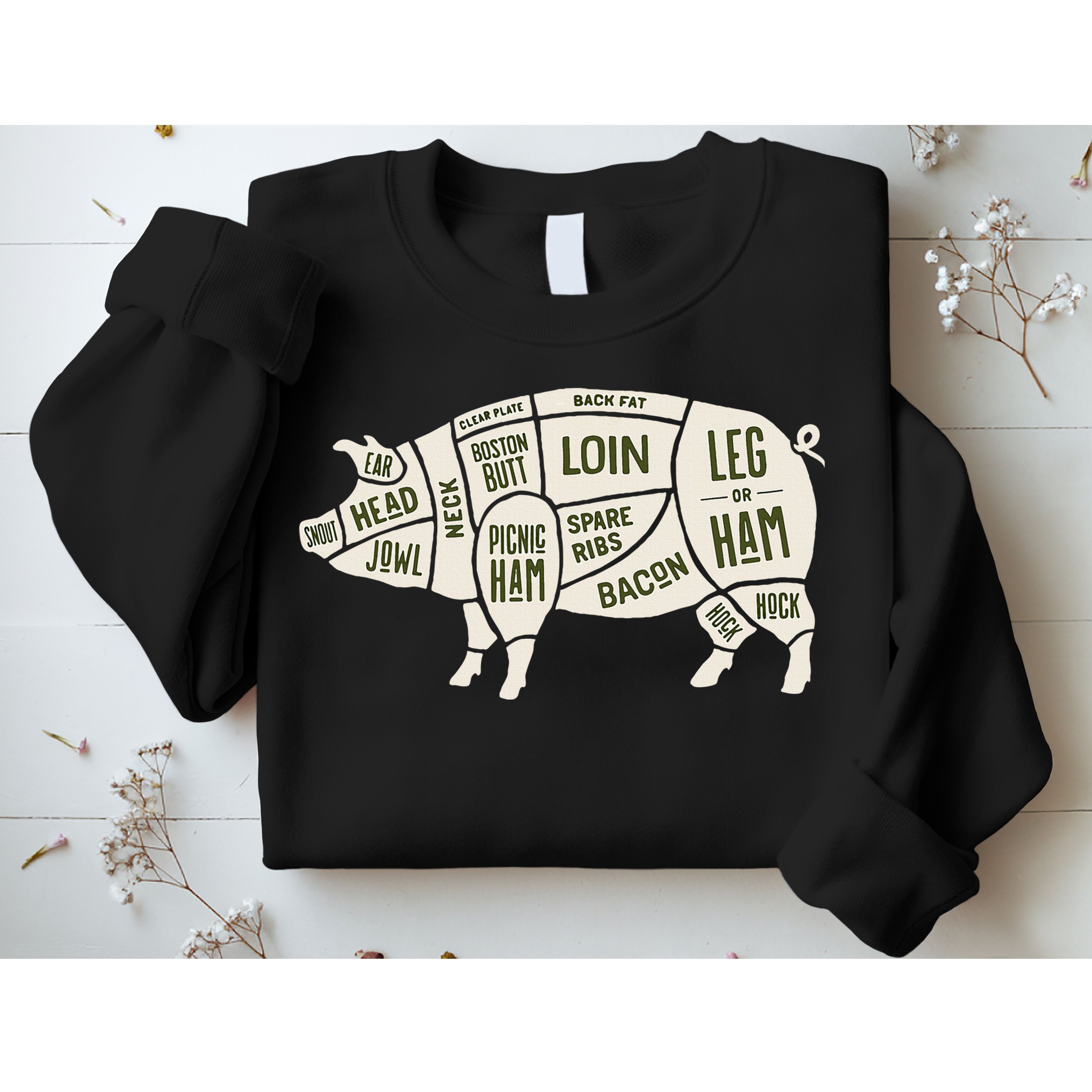 Pig & Pork Butcher Diagram Bacon Lover Sweatshirt