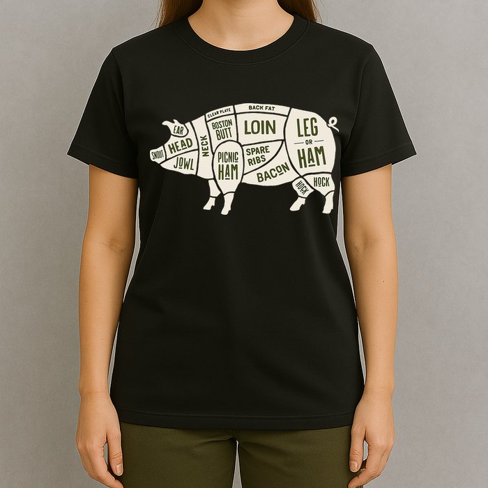 Pig & Pork Butcher Diagram Bacon Lover T-Shirt