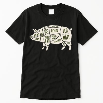 Pig & Pork Butcher Diagram Bacon Lover Tall T-Shirt