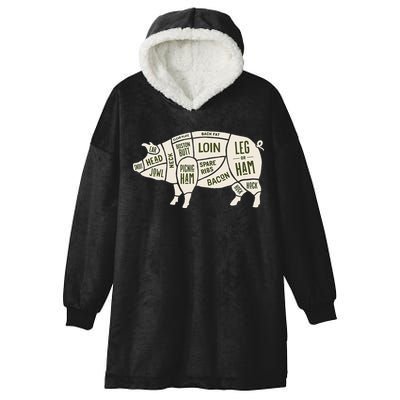 Pig & Pork Butcher Diagram Bacon Lover Hooded Wearable Blanket