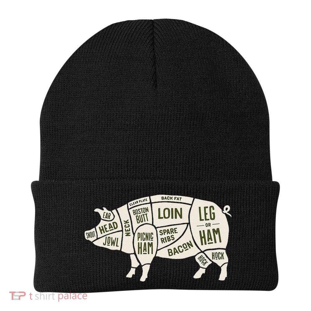 Pig & Pork Butcher Diagram Bacon Lover Knit Cap Winter Beanie