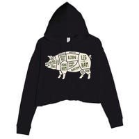 Pig & Pork Butcher Diagram Bacon Lover Crop Fleece Hoodie
