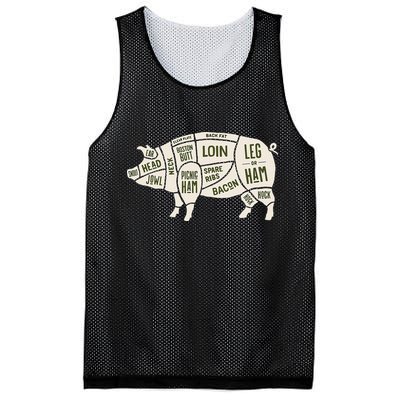 Pig & Pork Butcher Diagram Bacon Lover Mesh Reversible Basketball Jersey Tank