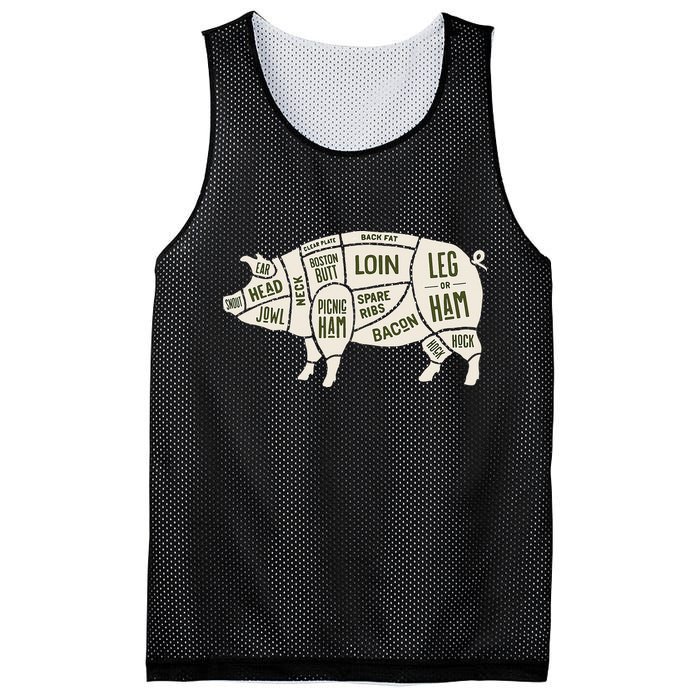 Pig & Pork Butcher Diagram Bacon Lover Mesh Reversible Basketball Jersey Tank