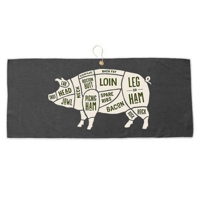 Pig & Pork Butcher Diagram Bacon Lover Large Microfiber Waffle Golf Towel