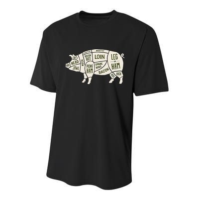Pig & Pork Butcher Diagram Bacon Lover Youth Performance Sprint T-Shirt